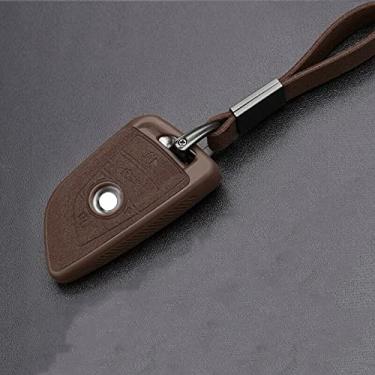 Imagem de WSWJDW Couro Car Key Case Cover Shell, apto para BMW X1 X3 X5 X6 X7 1/3/5/6/7 Série G30 G20 G32 G11 F20 Z4 F48 F39 G01 G01 G02 F15 F16 G07,4 botões marrom