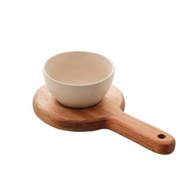 Imagem de SUPORTE MADEIRA COM BOWL DE CERÂMICA LIPTUS 20x13x6cm MARFIM