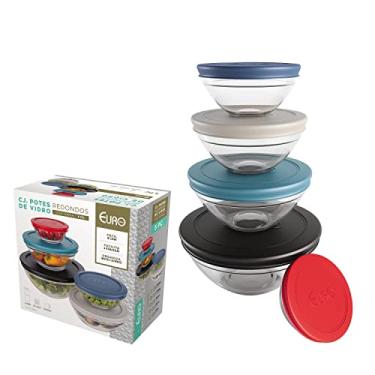 Imagem de Conjunto com 5 potes de Vidro Redondos com Tampa Plástica, VDR7090-CO, Euro Home