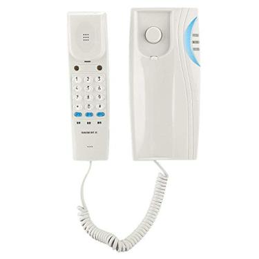 Imagem de Telefone fixo, mini telefone fixo de parede para mesa, uso duplo, com fio, função de silêncio e pausa para hotel, escritório (branco)