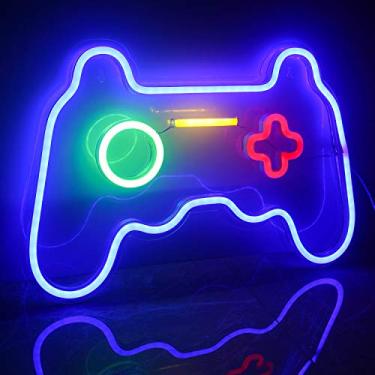 Imagem de ineonlife Placas neon em forma de jogo, placas neon de LED, placas de neon para decoração de parede, 40,6 x 28,8 cm, placas de neon para quarto de crianças, zona de jogos, decoração de festa
