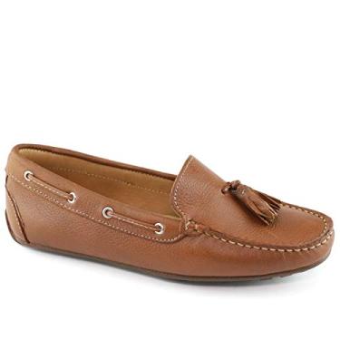 Imagem de Mocassim feminino casual confortável de couro legítimo leve para dirigir MJNY, Bronzeado, granulado, 6