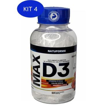 Imagem de Kit 4 Max Vitamina D3 Com Cálcio E Magnésio 60 Comprimidos 1000Mg