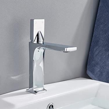 Imagem de Torneira de bacia preta fosca torneira de bacia torneiras de pia de banheiro torneira de pia de manípulo único furo deck vintage lavagem quente a frio torneira misturadora guindaste, curto, cromado, china