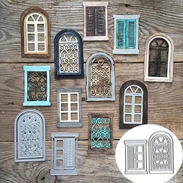 Imagem de Cortes de corte de janela de porta, modelo de artesanato faça você mesmo janela de porta de scrapbook cartões de corte de matrizes estênceis de corte para faça você mesmo cartão de gravação fazendo moldes de papel decorativos scrapbooking