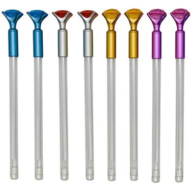 Imagem de Maydahui 12 peças canetas esferográficas de diamante caneta brilhante de cristal tinta gel preta design porta-canetas para meninas mulheres estudantes dia dos namorados