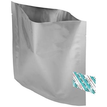 Imagem de Pacote com 100 sacos Mylar de 20 x 20 cm e pacote com 100 absorventes de oxigênio