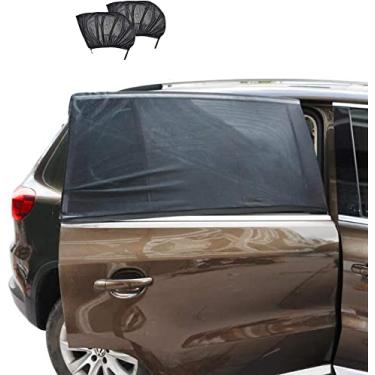 Imagem de Cortina de janela de carro, proteção solar de malha respirável, instalado na janela traseira lateral protege o bebê pet do brilho solar e dos raios UV prejudiciais, ajuste universal para carros, caminhões e SUV【2 pçs】 grande