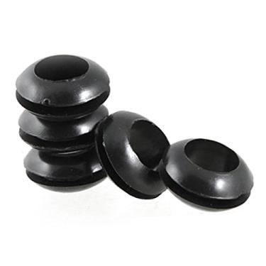 Imagem de Flyshop 10 peças preto redondo de borracha dupla face protetor de fio barra de armadura ilhós 10 mm de diâmetro interno