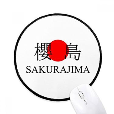 Imagem de Sakurajima Japaness City Name Red Sun Flag Mouse Pad Desktop Office Round Mat para Computador