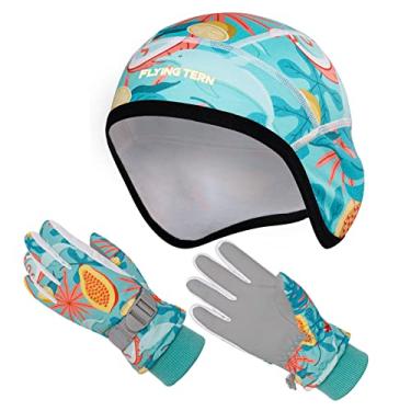 Imagem de Qudai Gorro de inverno quente e luvas conjunto de 2 peças para crianças touca de esqui à prova de vento com luvas para patinação em clima frio