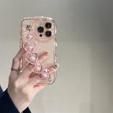Imagem de 3D amor coração pulso ondulada capa de telefone macia transparente para iphone 14 12 13 pro max 11 xs xr xs bonito capa transparente à prova de choque, rosa, para iphone 7 plus