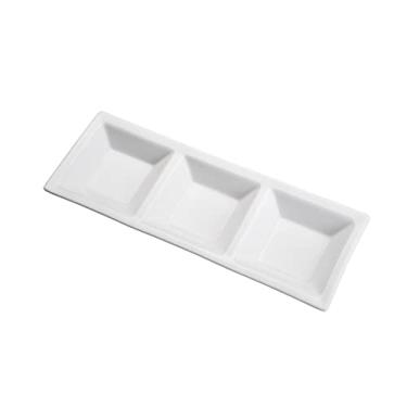 Imagem de Petisqueira de Porcelana com 3 Divisões Branca 30cm x 11cm x 2cm - Wolff