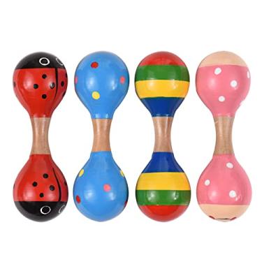 Imagem de LAURAG 4 pçs de madeira Maracas Mini Shaker Chocalhos para Bebês para Crianças Bonitos Instrumentos Musicais Coloridos Brinquedos para Bebês Meninas Meninos Crianças