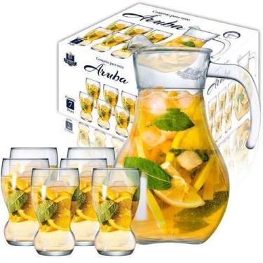 Jarra de Suco ou Água de Vidro Ruvolo Mix 7 Pcs 1200ml