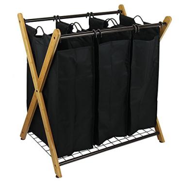 Imagem de Oceanstar Organizador de roupas XBS1484 Bamboo 3 sacos, preto, 75,5 cm A x 48,5 cm L x 68,5 cm