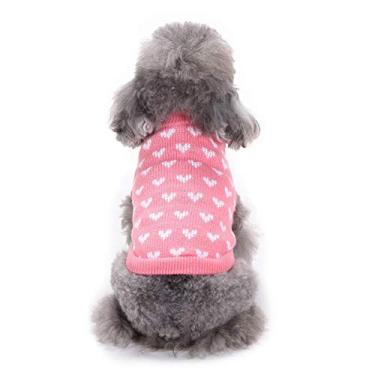 Imagem de Casaco de moletom com capuz para cães suéter de coração pequeno para cães e gatos; jaqueta para filhotes de pelúcia Chihuahua Yorkshire; poodle maltês filhote pug tamanho XGG