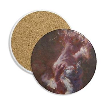 Imagem de Wet Rouge Beauty XJJ Caneca porta-copos com pintura a óleo para mesa, pedra absorvente