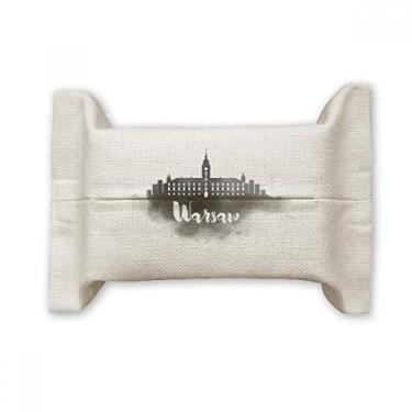 Imagem de Varsóvia Polônia Landmark Ink City, suporte de capa de papel para lenços faciais, saco de linho de algodão