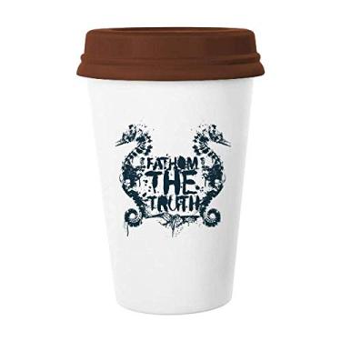 Imagem de Caneca de cerâmica verde hipocampo com estampa de vida marinha para café bebendo vidro cerâmica copo tampa