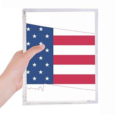 Imagem de Montana USA Mapa Estrelas Listras Bandeira Formato Caderno Folhas Soltas Diário Recarregável Diário Papelaria