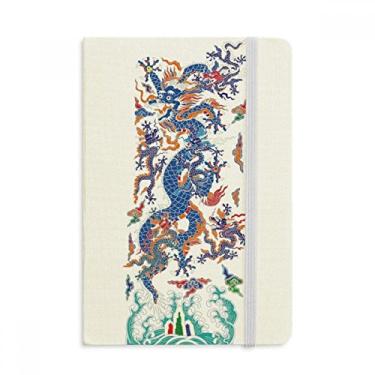 Imagem de Caderno chinês com estampa de nuvem de dragão chinês oficial de tecido capa dura diário clássico