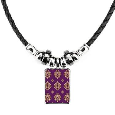 Imagem de DIYthinker Kingdom Golden Purple Art Illustration Necklace Jewelry Torque Leather Rope Pendant