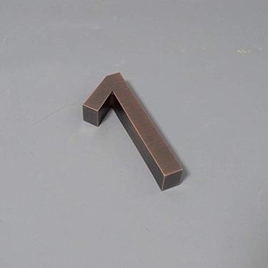 Imagem de Placa de casa flutuante 3D de 12,7 cm, número 0-9 letra ABC exterior metal aço inoxidável cor cobre vermelho placa de porta alfabeto placa digital moderna endereço casa apartamento de hotel, montagem com parafuso