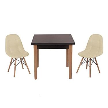 Imagem de Conjunto Mesa de Jantar Luiza 80cm Preta com 2 Cadeiras Botonê - Nude