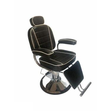 Imagem de Poltrona Cadeira De Cabeleireiro Reclinável Com Base - Preto Croco -