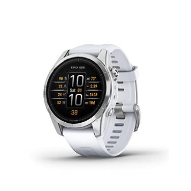 Imagem de Garmin epix Pro (Gen 2), 42 mm, smartwatch de alto desempenho, tecnologia avançada de treinamento, lanterna embutida, Whitestone