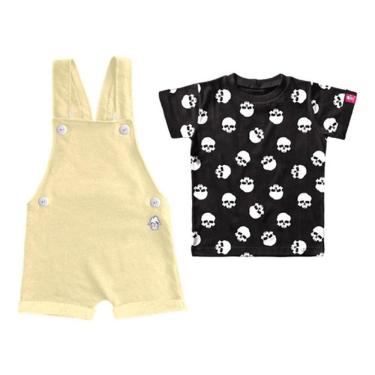 Imagem de Jardineira + Camiseta Infantil Algodão - 1 Ano - 2 Peças