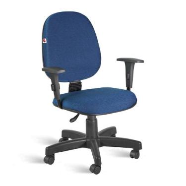 Imagem de Cadeira Gerente Giratória Braços Tecido Azul Com Preto - Ideaflex