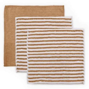 Imagem de Kit Pano Multiuso Enxuga E Limpa Microfibra 3 Pçs Terracota