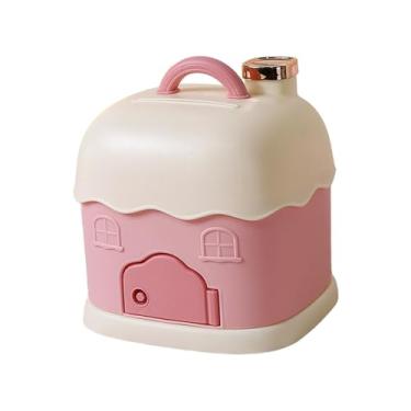 Imagem de IEUDNS Cofrinho fofo com dois espaços para economizar, caixa de armazenamento de joias em formato de casa, pote para decoração de dia de ação de graças, Rosa