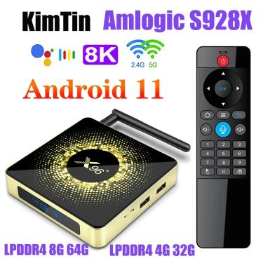 Imagem de Set-top box inteligente de IPTV  Android 11  X96  X10  8K  2.4G  5G  WiFi 6  8G  64GB  Amlogic