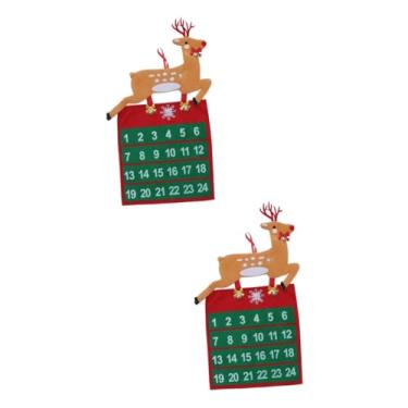 Imagem de Alipis 2 Unidades calendário de feltro de parede calendário de natal calendário do advento 2019 calendário de contagem regressiva árvore de Natal sentido a fábrica tapeçaria 3d