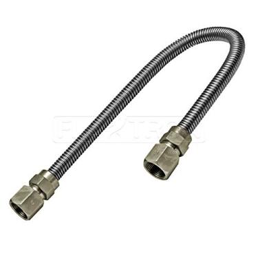 Imagem de Flextron FTGC-SS14-18H Conector de linha de gás flexível de 45,7 cm com diâmetro externo de 9,5 mm e acessórios FIP de 9,5 mm x 0,9 cm, conectores de aquecedor de ambiente de aço inoxidável não