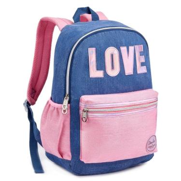 Imagem de Mochila Costas Infantil Escolar Juvenil Reforçada Feminina Love Denlex-Feminino