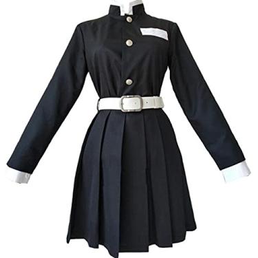 Imagem de Nsoking Kanroji Mitsuri Cosplay Tsuyuri Kanawo School Uniform Belt Costume Dress Halloween Outfit (Medium, Black)