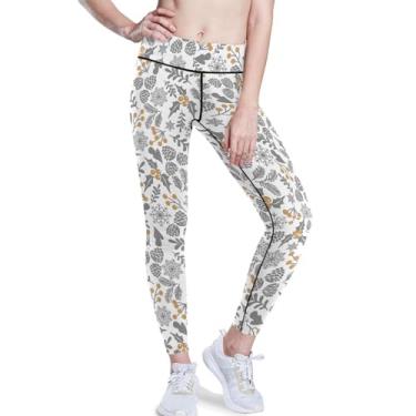 Imagem de KLL Leggings e calças de ioga femininas de inverno com bagas de azevinho e controle de barriga para mulheres PP, Bagas de azevinho de Natal de inverno, G