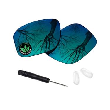 Imagem de Raydi Lentes de substituição de policarbonato e acessórios para óculos de sol Oakley Holbrook Metal OO4123 quadrados - Espelho verde esmeralda - polarizado