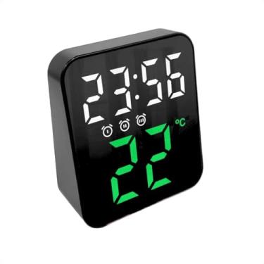 Imagem de Relogio Digital De Mesa Com Luz Noturna Temperatura Despertador Para Quarto Relógio de Parede Display Led Com Usb E Pilha (Led Verde)