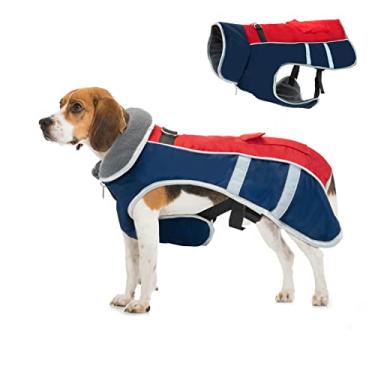 Imagem de JOYELF Casaco de inverno quente para cães, jaqueta refletiva à prova d'água com cinto de tração, tamanho ajustável, à prova de vento, colete quente para cães de médio a grande porte - tamanho grande