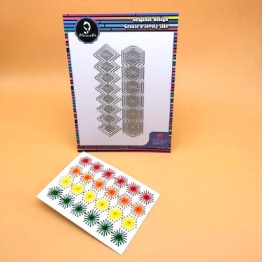 Imagem de 2 moldes de costura em bordas de cartão e 4 peças de moldura em camadas, corte de metal para artesanato em papel, feito à mão, cartões comemorativos, álbuns e artes de álbuns da Alina Crafts