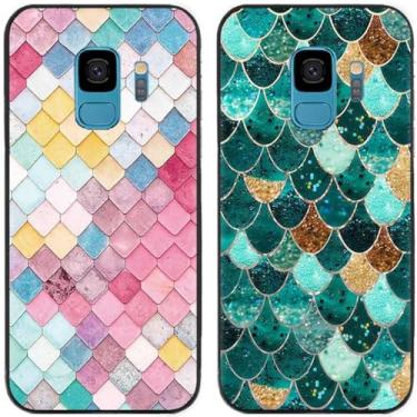 Imagem de 2 peças de capa de telefone traseira de silicone em gel TPU impresso em escalas coloridas para Samsung Galaxy todas as séries (Galaxy S9)