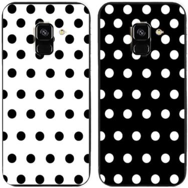 Imagem de 2 peças preto branco bolinhas impressas TPU gel silicone capa de telefone traseira para Samsung Galaxy todas as séries (Galaxy A5 2018 / A8 2018)