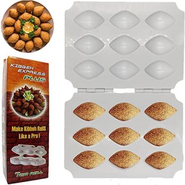 Imagem de Máquina de fazer rolos de quibe e molde de almôndega - Ferramenta de prensa manual de plástico DIY para fazer quibe frito (9 grades)