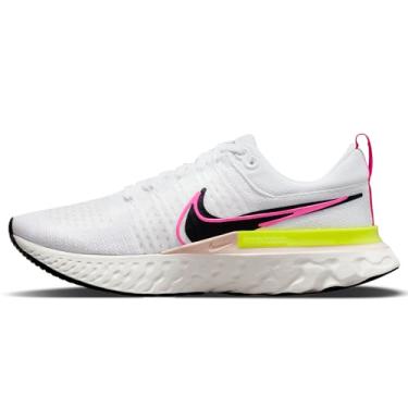 Imagem de Nike Tênis de corrida masculino React Infinity 2 Flyknit Road, Branco/preto/vela/rosa explosão, 46