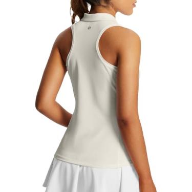 Imagem de BALEAF Camisetas femininas de golfe, sem mangas, polo de tênis, costas nadador com gola, regatas atléticas de secagem rápida, Linho cru, GG
